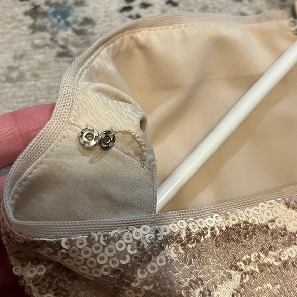 Lauren Ralph Lauren Champagne Sequin Floral Jacquard Dress - Picture 14 of 15